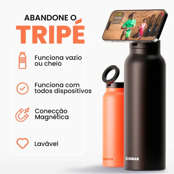 Garrafa de Água Magnética Cobar com suporte para celular 710ML
