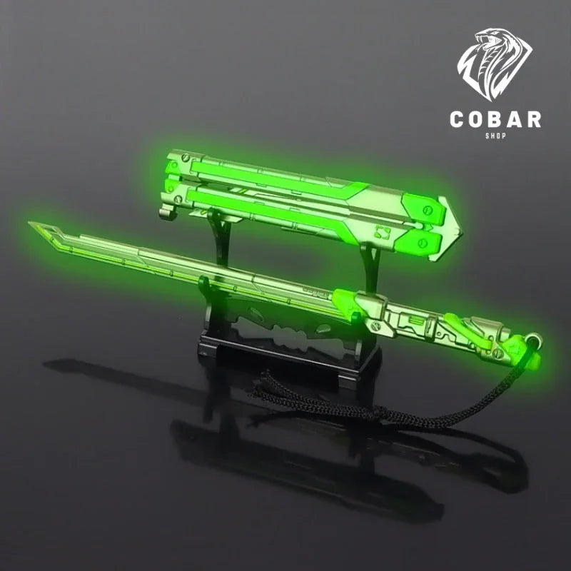 Faca RGX inspirada no Valorant, com 21cm e feita em metal. Design exclusivo e detalhado, ideal para fãs e colecionadores que amam o universo do jogo.