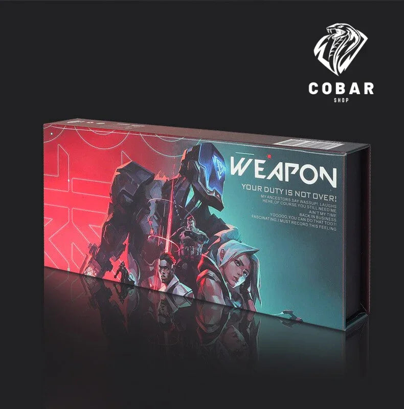 Faca RGX inspirada no Valorant, com 21cm e feita em metal. Design exclusivo e detalhado, ideal para fãs e colecionadores que amam o universo do jogo.