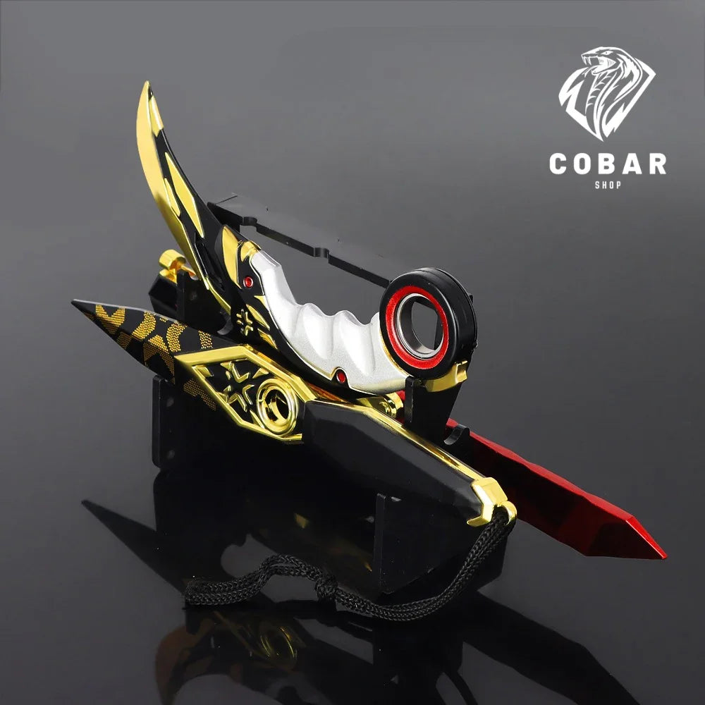 Faca Champions inspirada no Valorant, feita em metal com 21cm. Design exclusivo e detalhado, ideal para fãs e colecionadores do universo do jogo.
