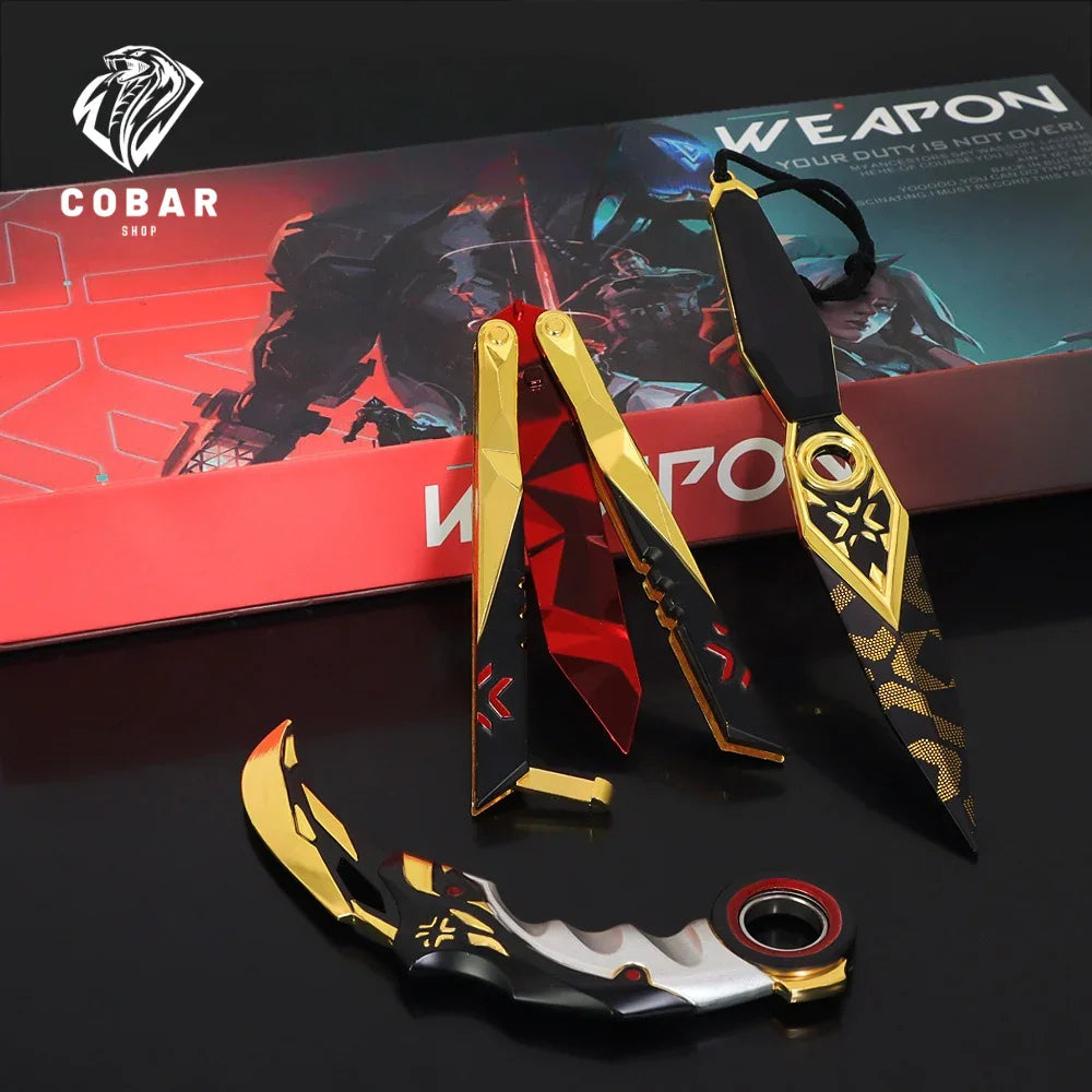 Faca Champions inspirada no Valorant, feita em metal com 21cm. Design exclusivo e detalhado, ideal para fãs e colecionadores do universo do jogo.
