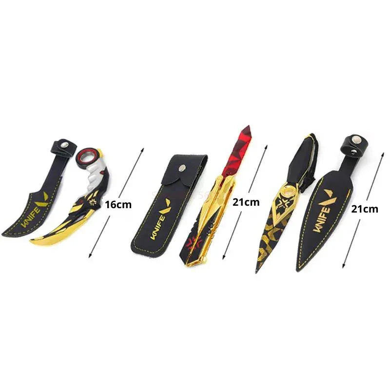 Faca Champions inspirada no Valorant, feita em metal com 21cm. Design exclusivo e detalhado, ideal para fãs e colecionadores do universo do jogo.