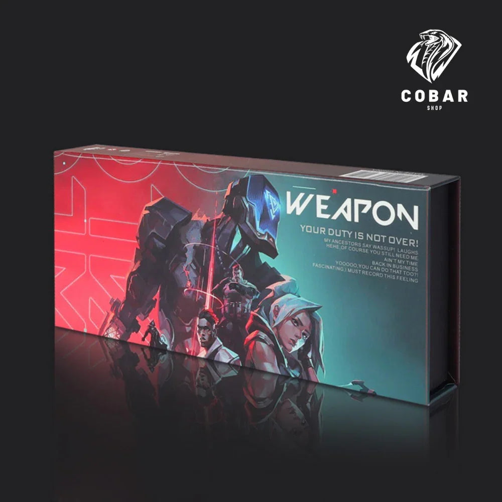 Faca Champions inspirada no Valorant, feita em metal com 21cm. Design exclusivo e detalhado, ideal para fãs e colecionadores do universo do jogo.