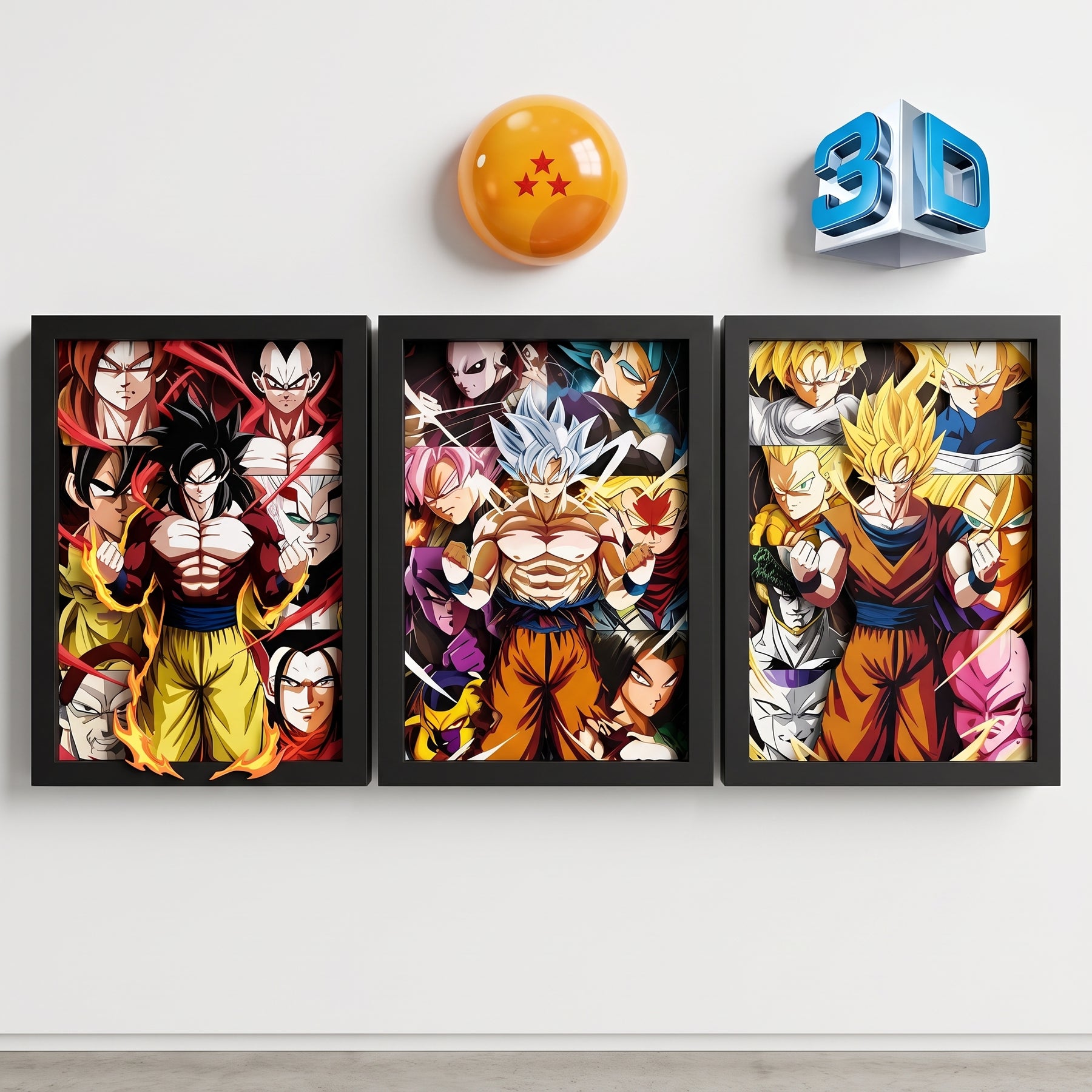Quadro 3D Holográfico -Dragon Ball - Goku Transformações