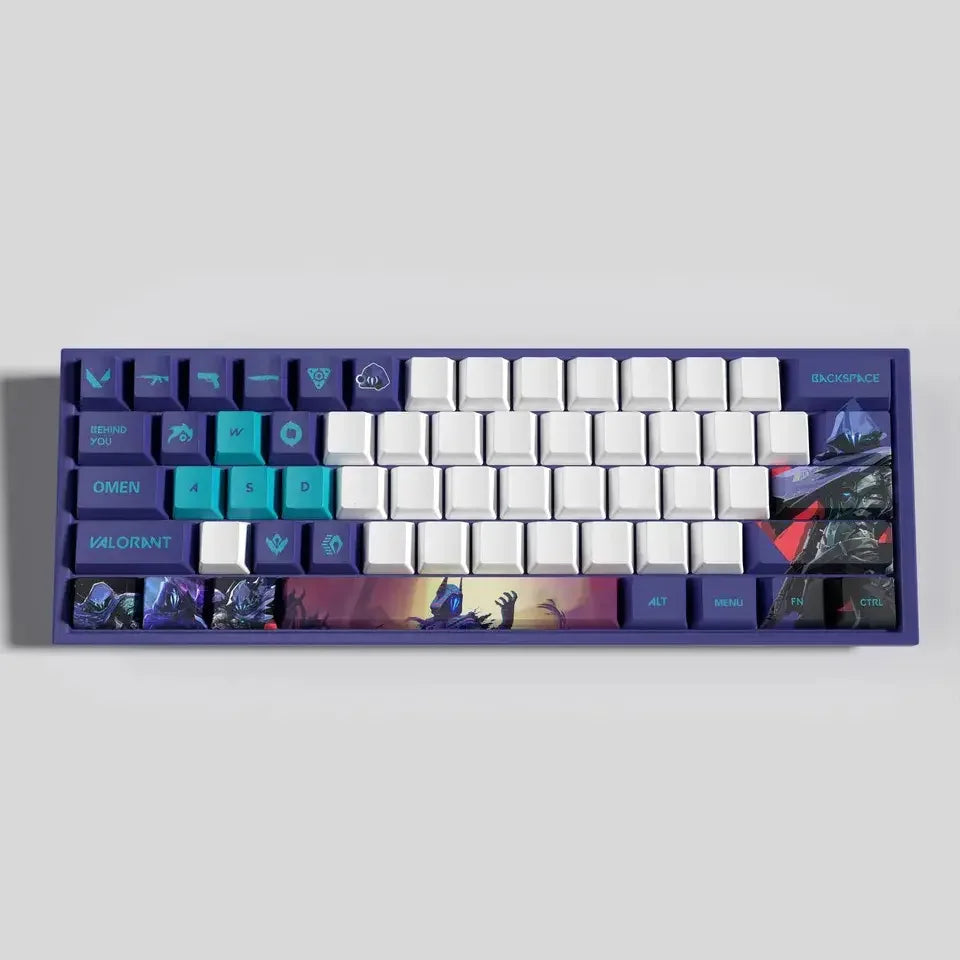 Conjunto com 29 keycaps Valorant, inspiradas em 12 agentes. Compatíveis com switches mecânicos, cores vibrantes e duráveis. Ideal para fãs do jogo!