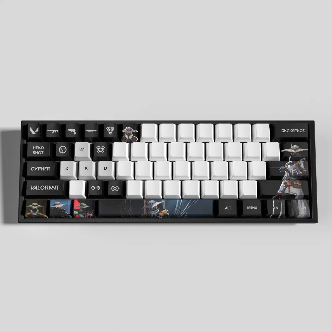 Conjunto com 29 keycaps Valorant, inspiradas em 12 agentes. Compatíveis com switches mecânicos, cores vibrantes e duráveis. Ideal para fãs do jogo!