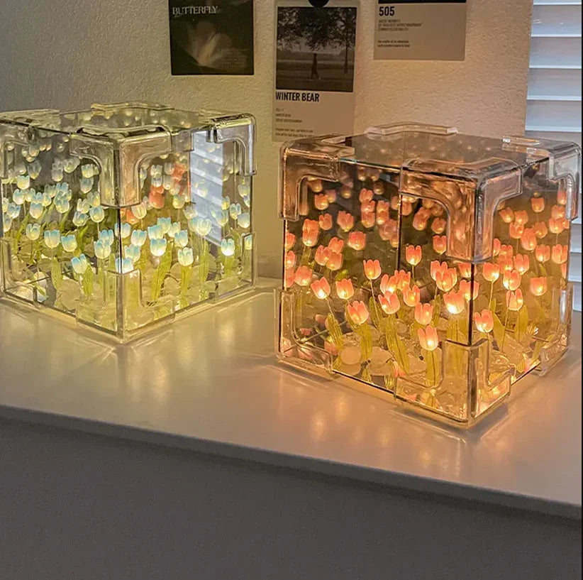 Luminária Jardim de Tulipas com design exclusivo, luz suave e montagem interativa. Decoração elegante, durável e perfeita para presentear com estilo.