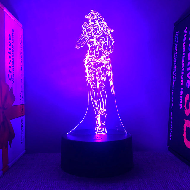 Luminária Valorant com base, cabo e controle remoto. Presente ideal para fãs do jogo. Potência 0-5W, voltagem 5V. Decore com estilo e confiança!
