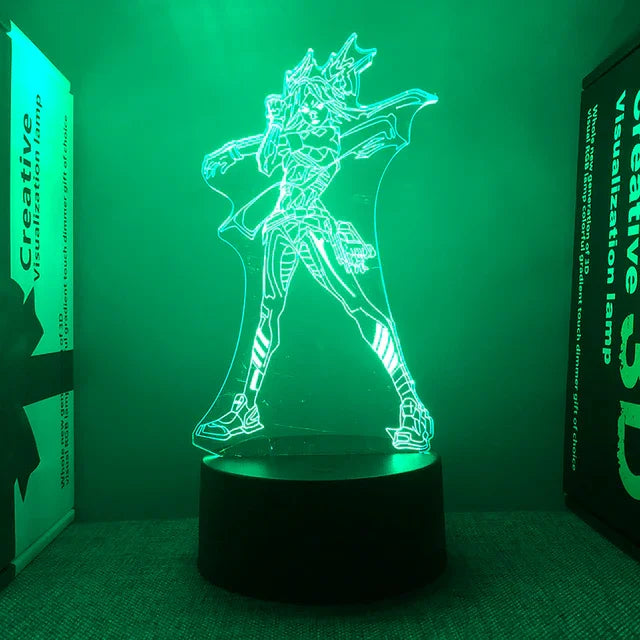 Luminária Valorant com base, cabo e controle remoto. Presente ideal para fãs do jogo. Potência 0-5W, voltagem 5V. Decore com estilo e confiança!