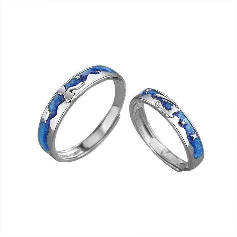 Par de Alianças Pequeno Princípe e a Raposa Especificações: Material: Prata 925. Tamanho: Tamanho ajustável, servindo do tamanho 10 ao 25.