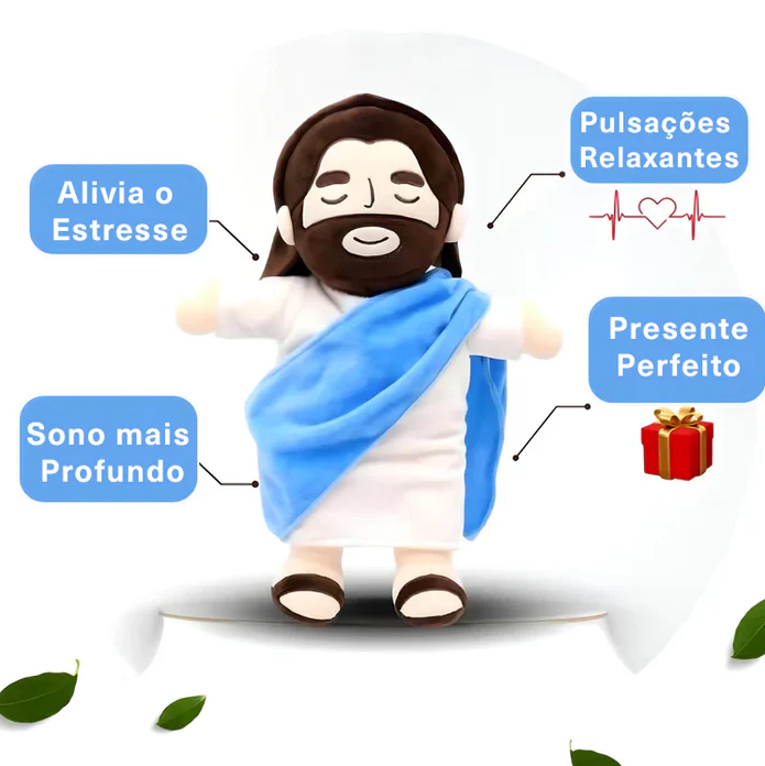 Descubra a paz interior com a Pelúcia Jesus que Respira. 🌟 Sinta a tranquilidade a cada inspiração e expiração Altura da Pelúcia: 38cm Material de enchimento: Algodão P