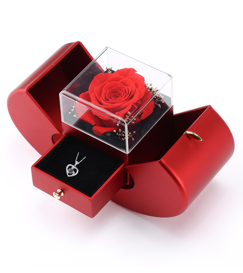Colar "Eu Te Amo" em 100 idiomas com rosa encantada em caixa especial. Presente romântico, criativo e inesquecível para surpreender quem você ama.