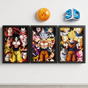 Quadro 3D Holográfico -Dragon Ball - Goku Transformações