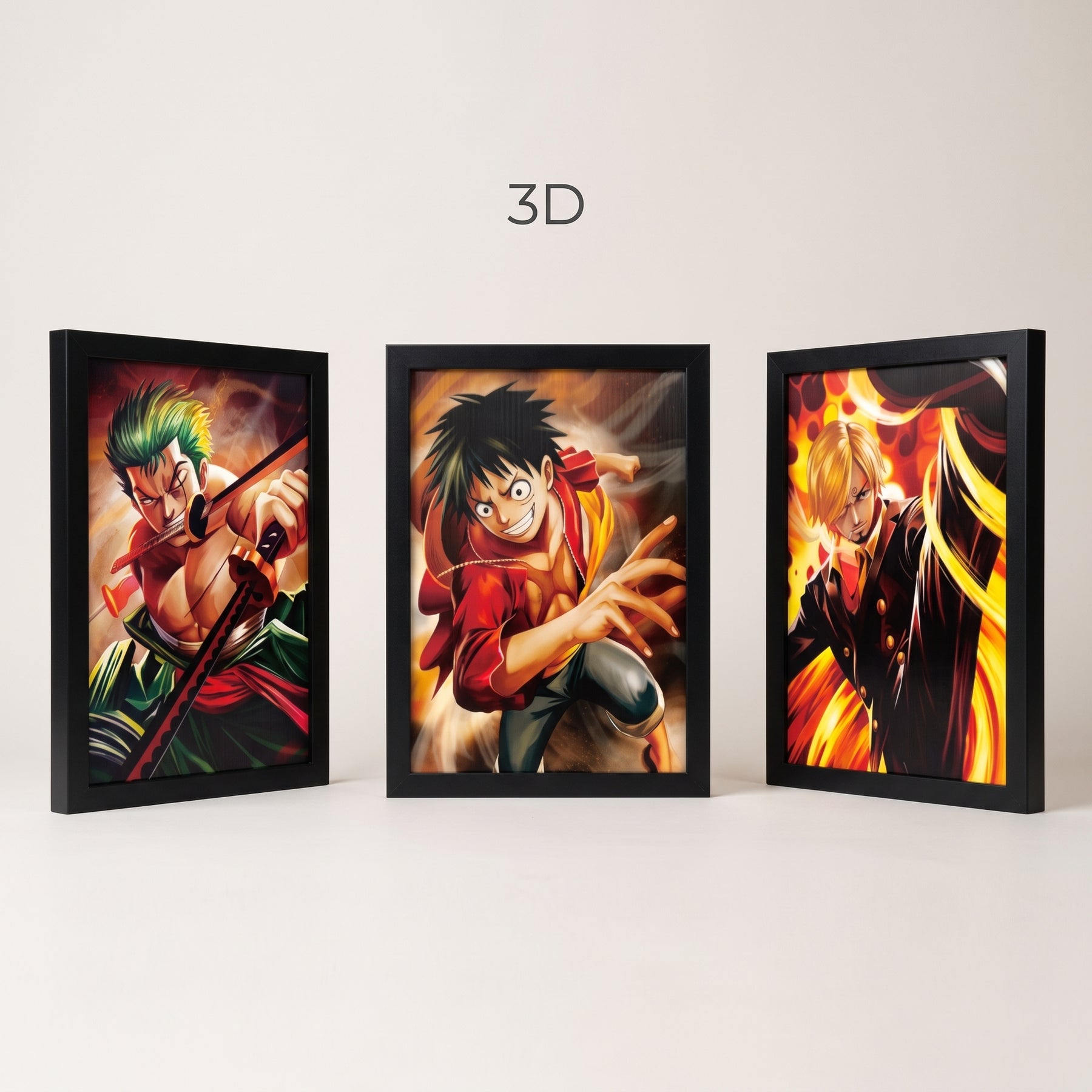 Quadro 3D – One Piece - Luffy, Sanji, Zoro