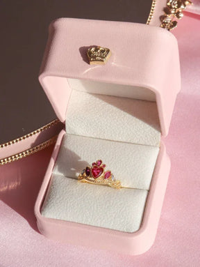 Anel de coração Blair, anel de tiara de princesa em aço banhado