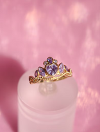 Anel de coração Blair, anel de tiara de princesa em aço banhado