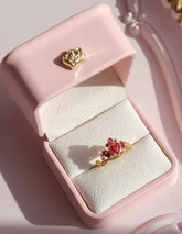 Anel de coração Blair, anel de tiara de princesa em aço banhado