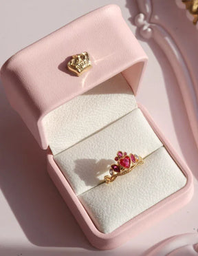 Anel de coração Blair, anel de tiara de princesa em aço banhado