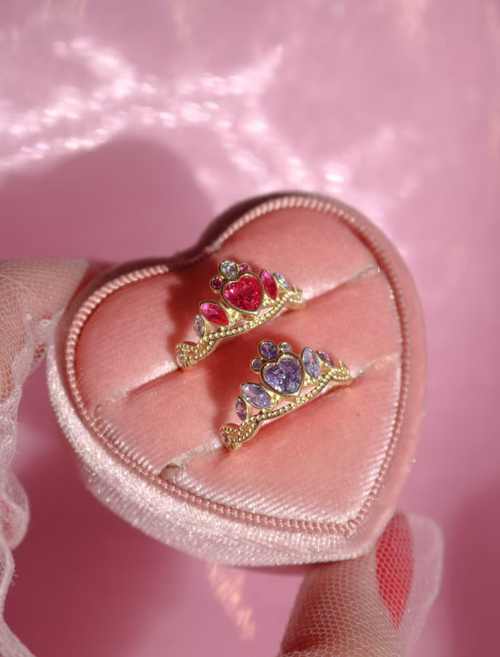 Anel de coração Blair, anel de tiara de princesa em aço banhado