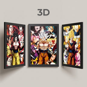Quadro 3D Holográfico -Dragon Ball - Goku Transformações