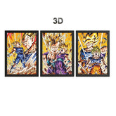 Quadro 3D Dragon Ball Z Saiyajin 3 Goku, Gohan e Vegeta