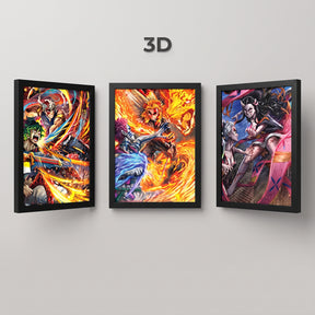 Quadro 3D Demon Slayer - Batalha Contra Luas Superiores