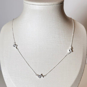 Colar Feminino em Prata 925 com 3 Zircônias Delicadas