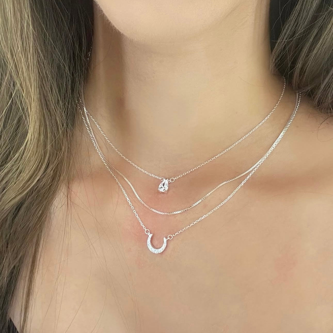 Colar Lua em Prata 925 Feminino Delicado com Zircônias