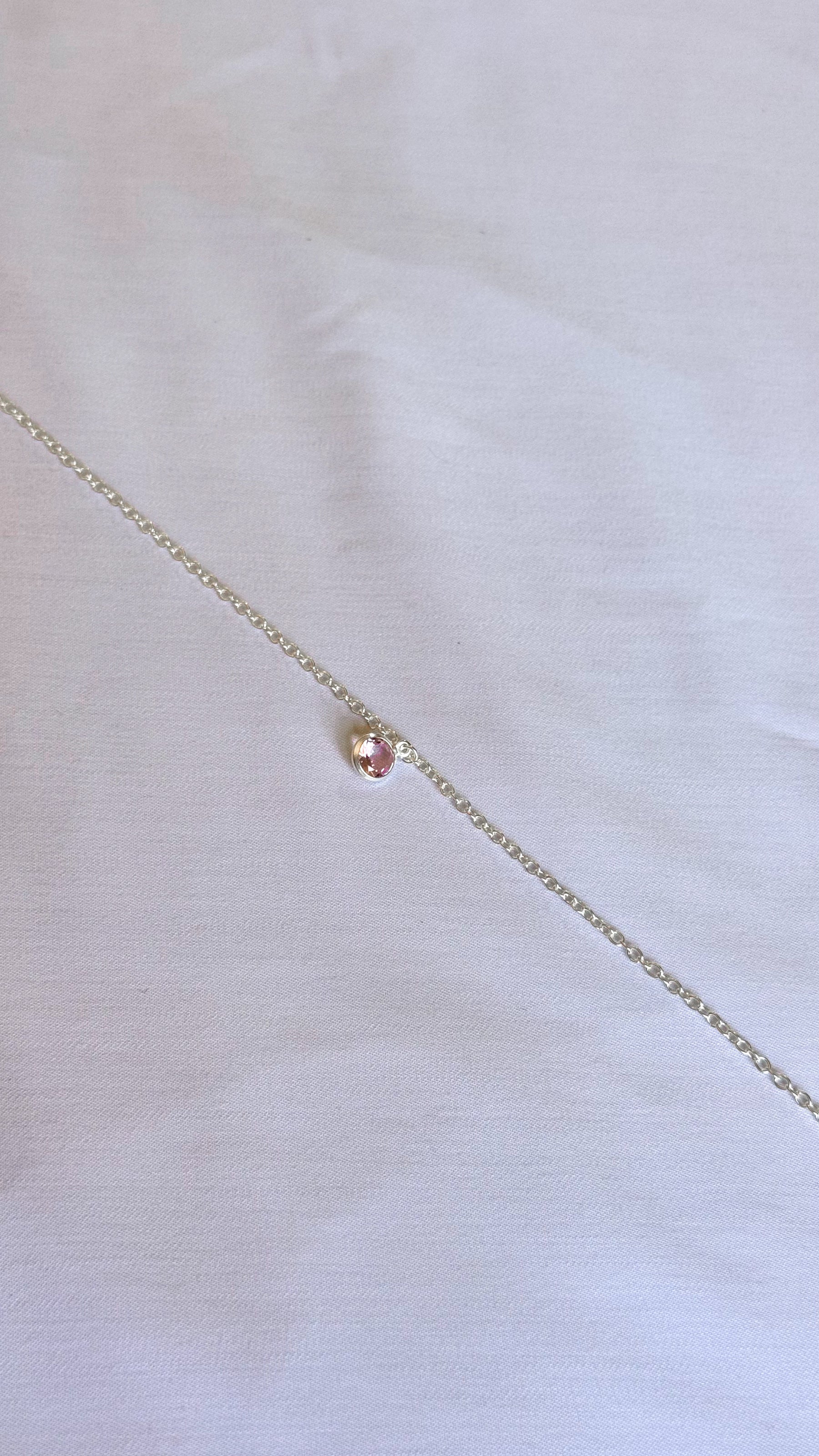 Pulseira Ponto de Luz Rosa em Prata 925