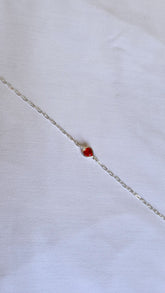 Pulseira Coração Vermelho Prata 925 Feminina Delicada