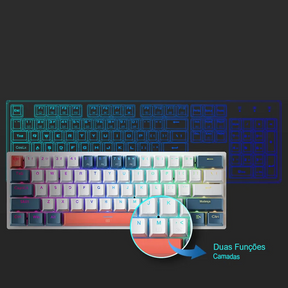 Conjunto com 14 keycaps Valorant em PBT, compatíveis com switches mecânicos. Cores vibrantes, alta durabilidade e inclui barra de espaço e removedor.