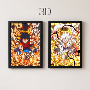Quadro 3D One Piece - Luffy Trasformação Gear 5