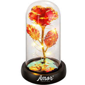 Rosa Cristal com LED em cúpula, presente romântico e duradouro. Ideal para datas especiais, com design encantador e material de alta qualidade.