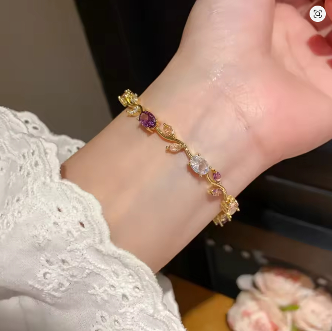 Bracelete Tulipas Banhado a Ouro ou Prata 🌷