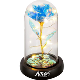 Rosa Cristal com LED em cúpula, presente romântico e duradouro. Ideal para datas especiais, com design encantador e material de alta qualidade.