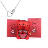 Colar Laço de Amor + Urso com Rosa Eterna