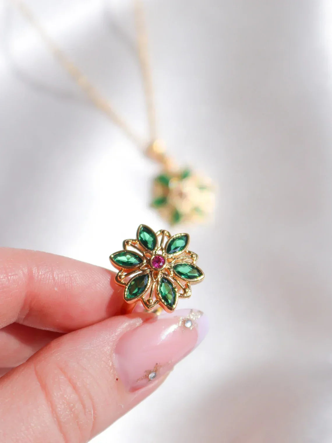 Anastasia anel e colar banhado com prata 925