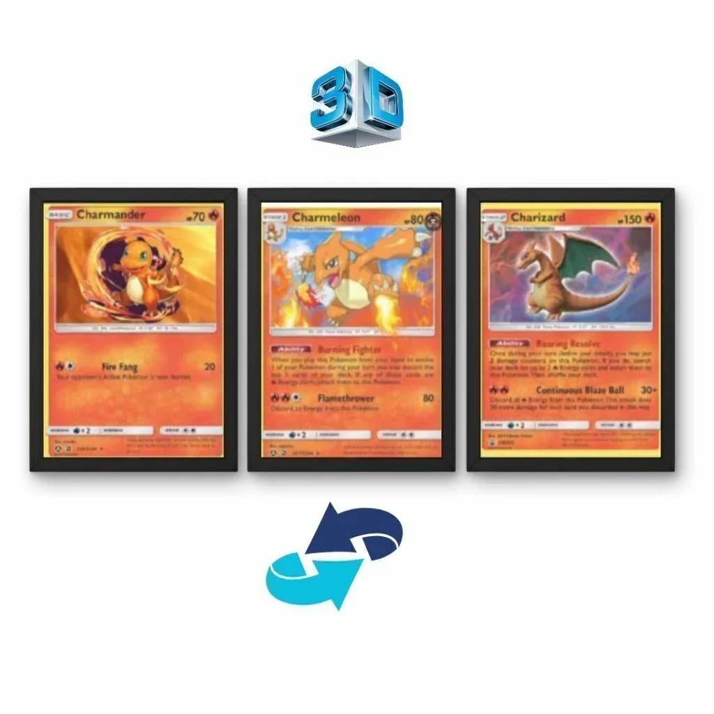 Quadro 3D Pokémon Charmander evolução