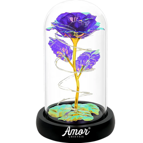 Rosa Cristal com LED em cúpula, presente romântico e duradouro. Ideal para datas especiais, com design encantador e material de alta qualidade.