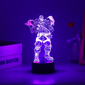 Luminária Valorant com base, cabo e controle remoto. Presente ideal para fãs do jogo. Potência 0-5W, voltagem 5V. Decore com estilo e confiança!